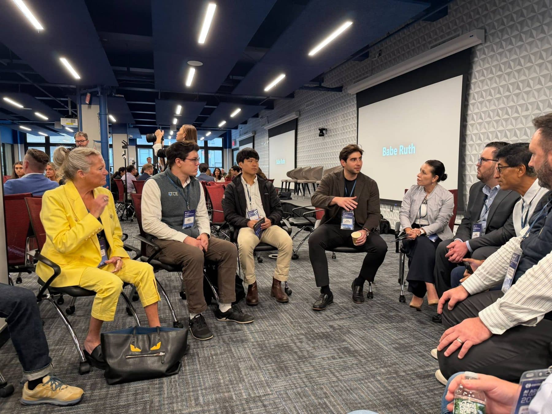 Attendees seated in a circle during a roundtable discussion at the AI Adoption in Construction summit